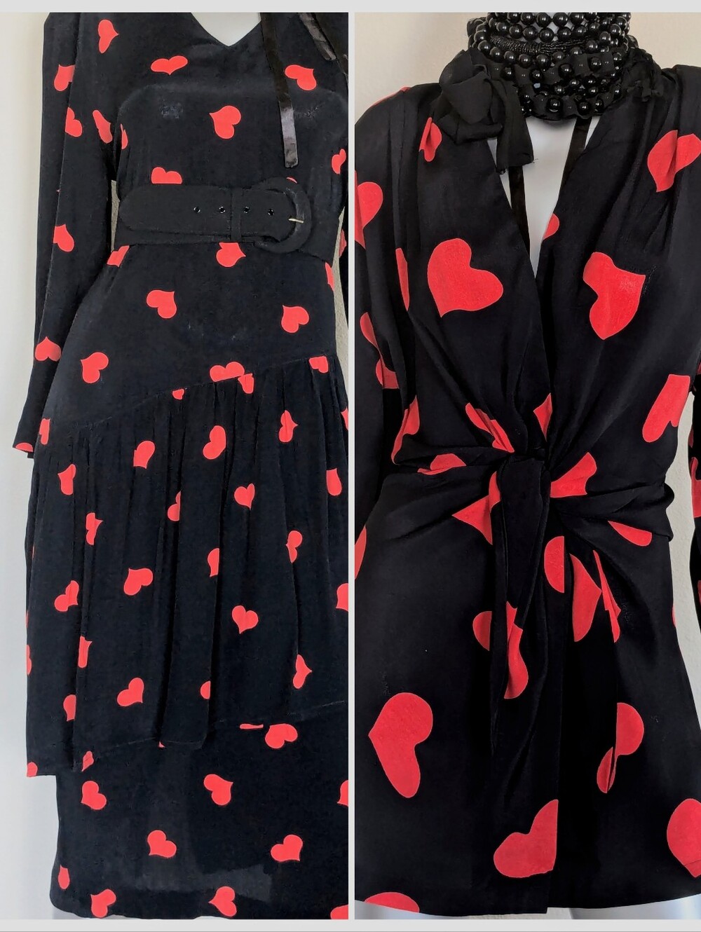 Tiered Ruffle Swing VTG Heart Novalty Chic Two-Piece Midi Dress & Jacket